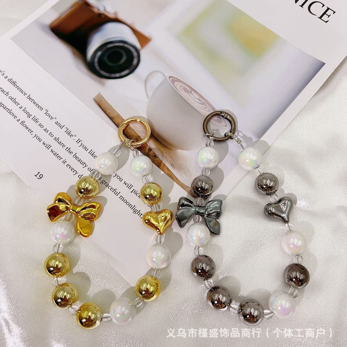 銀メッキのリボン電話チェーンペンダント、多用途でスタイリッシュな、パーソナライズされた電話ケースキーチェーンアクセサリー サブ画像