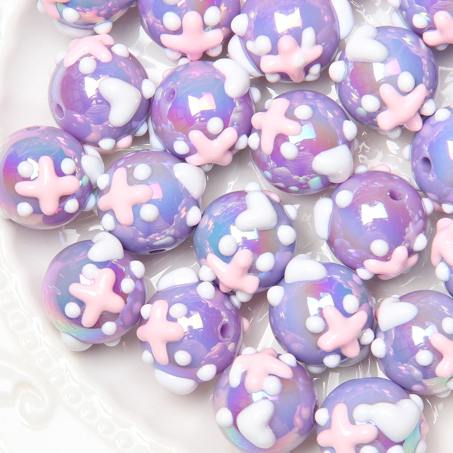 16mm Round Beads Summer Painted Beads Hand-painted Beads String Beads DIY Bracelet Phone Chain Car Hanging Material Secondary image