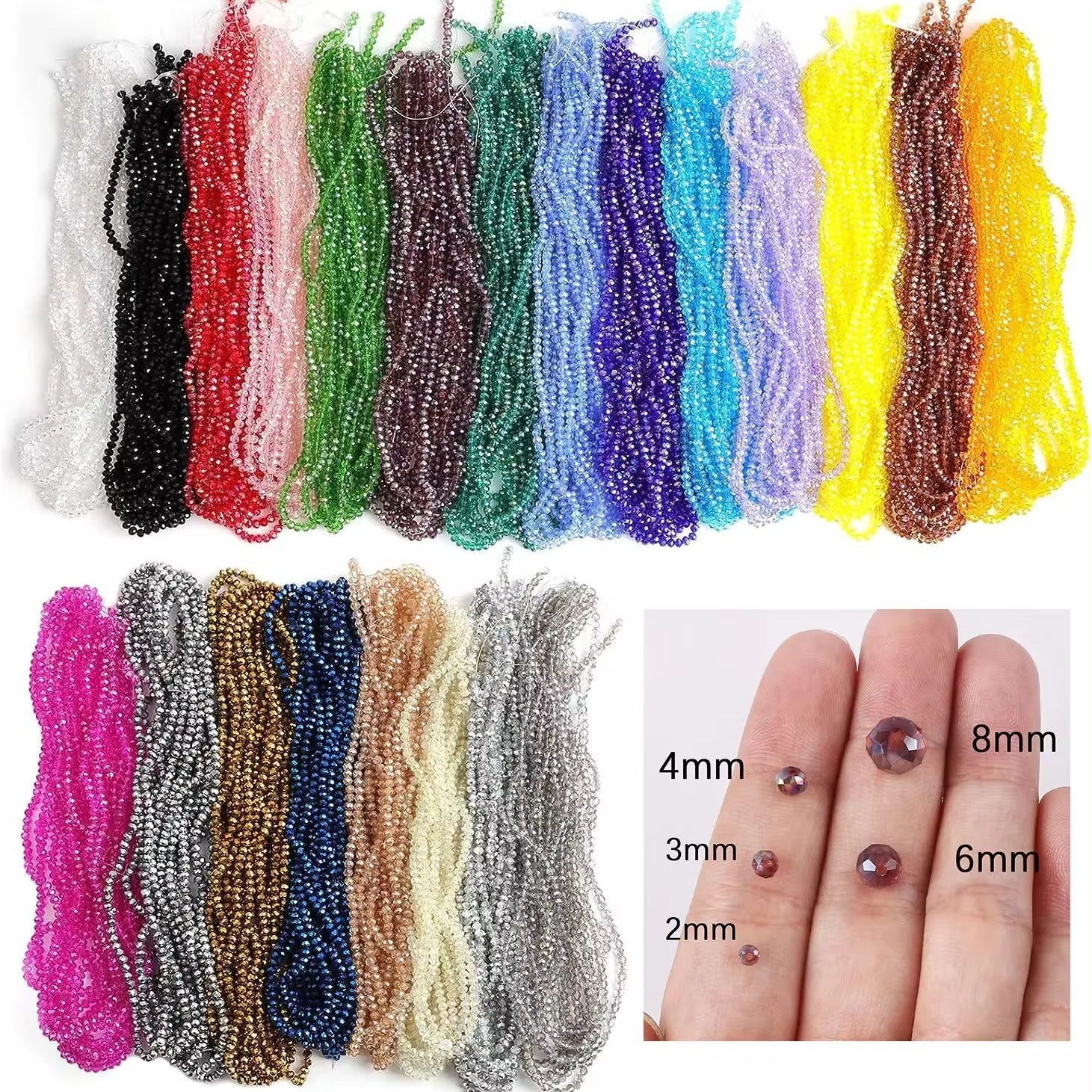 2/3/4/6/8mm Flat bead wheel beads diy Jewelry accessories: transparent crystal beads in standard colors, whole strand Secondary image