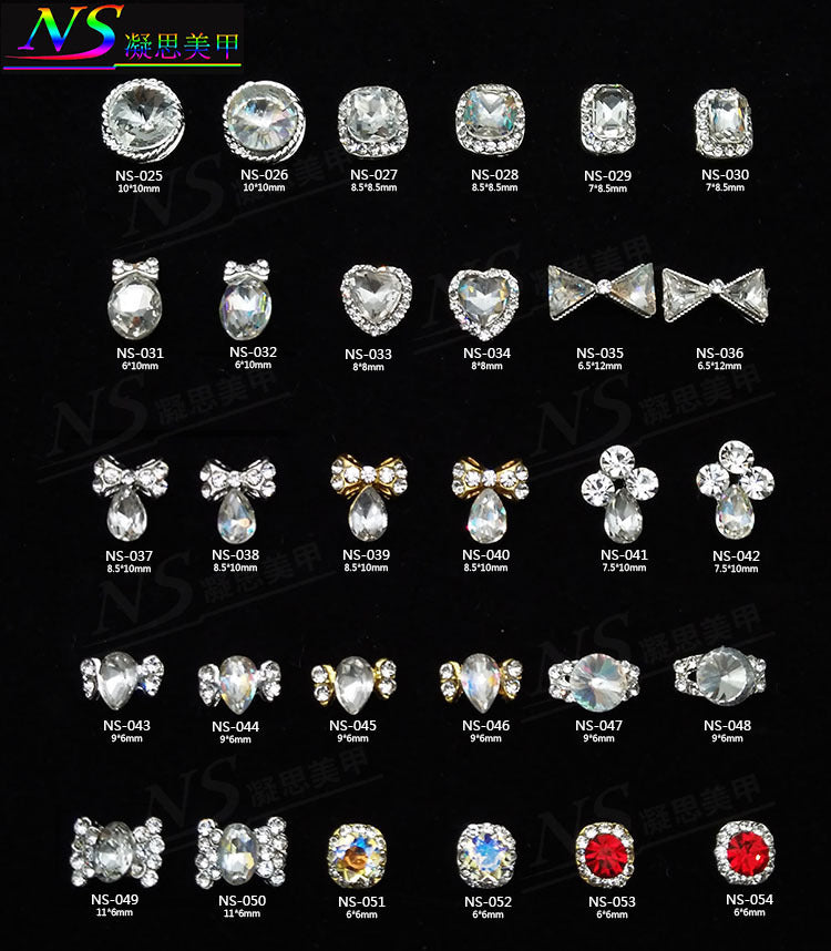 Nail Art Accessories K9 Colorful Rhinestones 3D Alloy Nail Stickers with Metal Inlay Secondary image