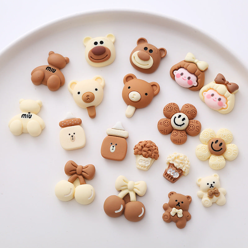Milk Tea Color Series Jewelry Accessories DIY Cream Glue Phone Case Beauty Materials Girl Head Cherry Miu Bear Secondary image