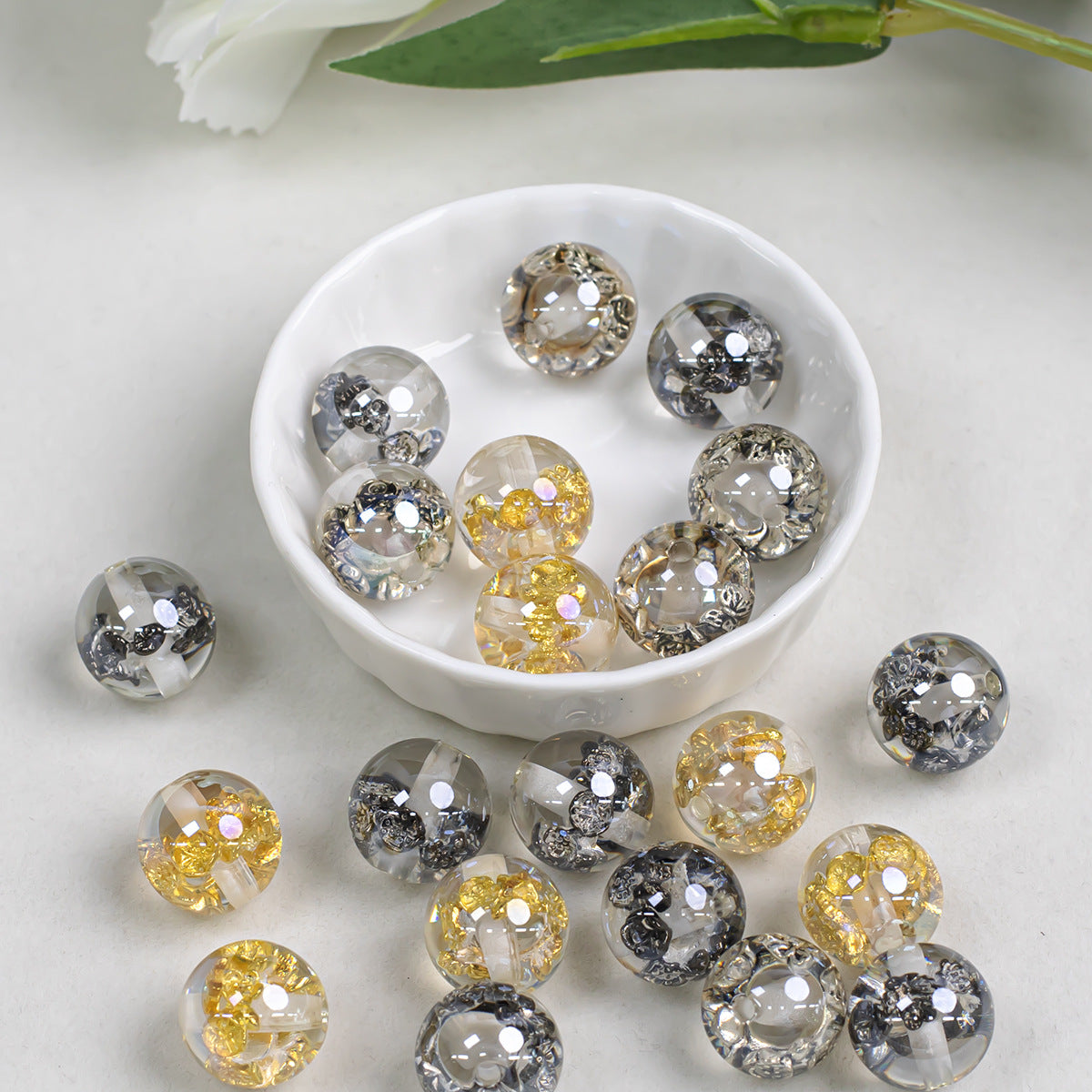 Rose's Promise Cold Moon Electroplated Resin Straight Hole Loose Beads diy Mobile phone chain accessories Secondary image