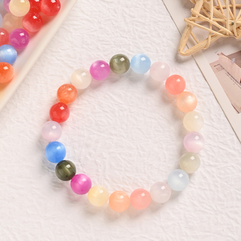 Rainbow light-changing beads, UV color-changing cat-eye resin loose beads, round beads diy Beads Secondary image