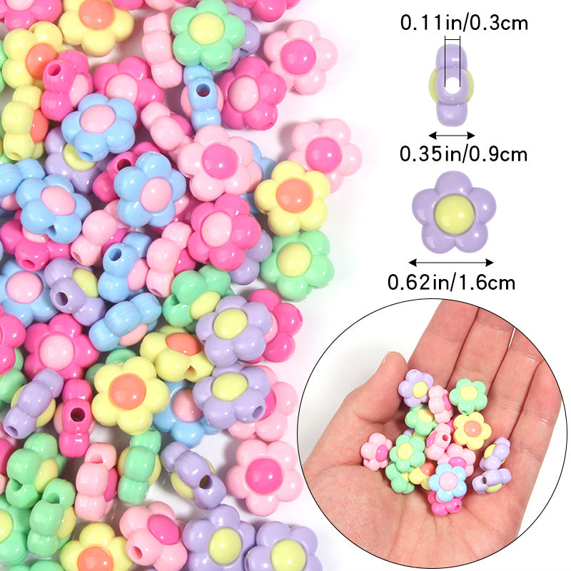 Acrylic light-colored two-tone cartoon flower straight-hole beads diy Plum blossom bracelet loose bead jewelry accessories Secondary image