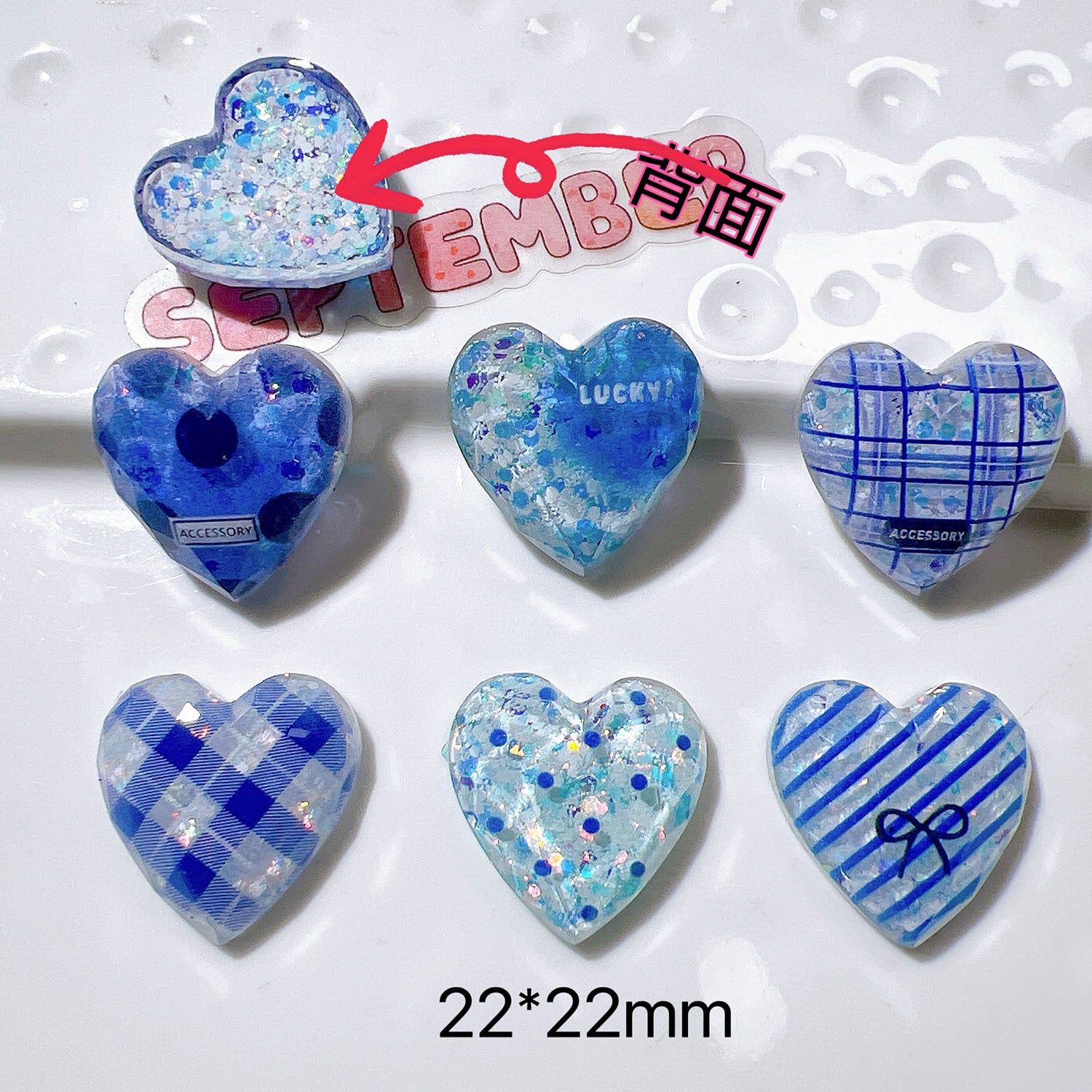 diy Handmade accessories, shoe decorations, children's hair accessories, clips, toy sets ab Sky blue heart-shaped sticker Secondary image