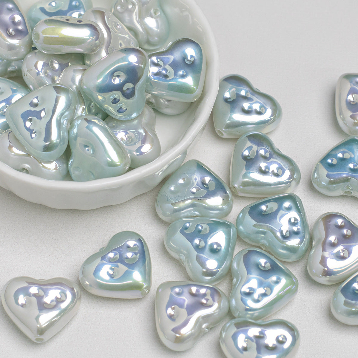 Cold Moon ABS Imitation pearl two-tone baroque heart-shaped electroplated straight-hole irregular beads diy Mobile phone chain accessories Secondary image