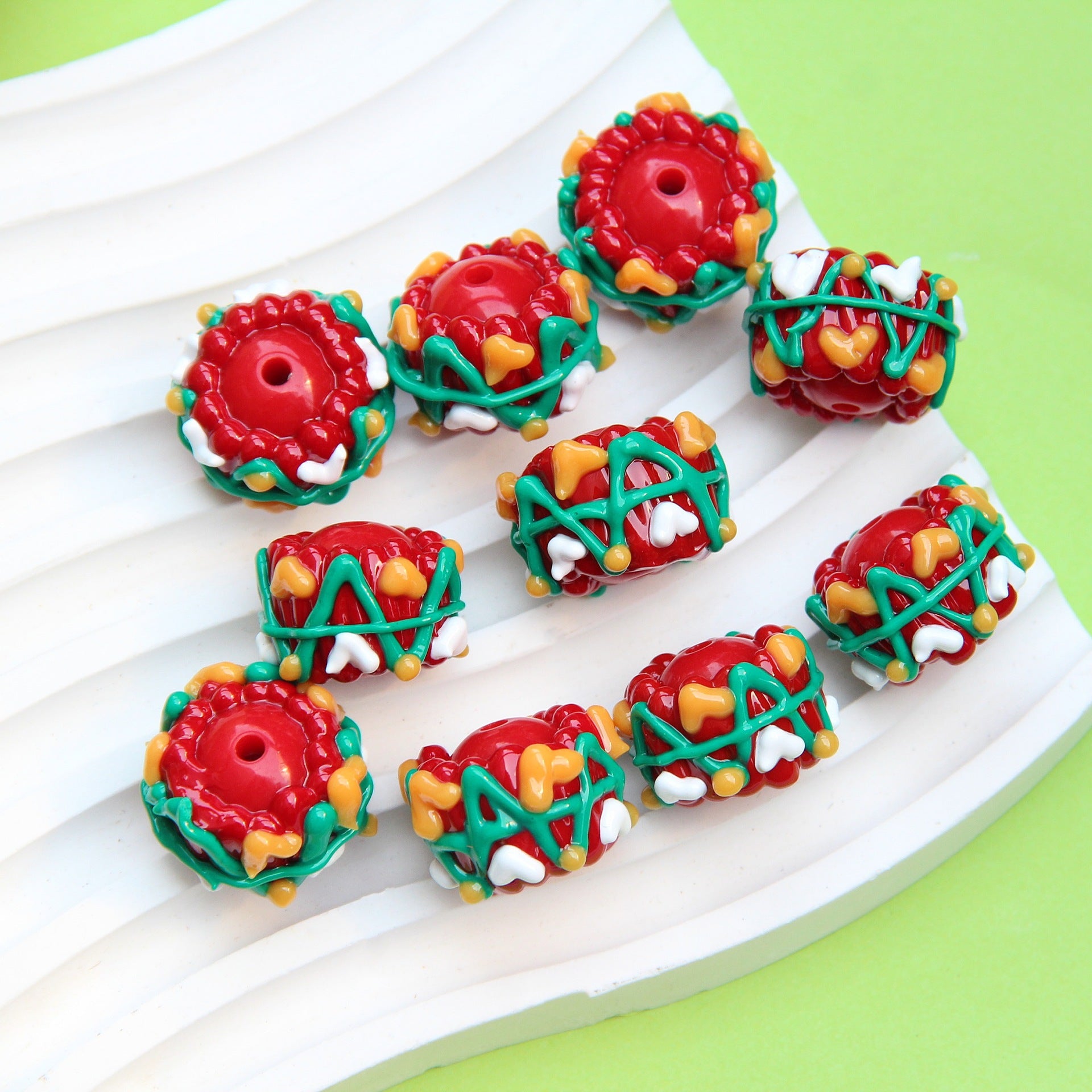 12Moon Color-Block Print and Embroidery Heavy Oil Hand-Painted Beads diy Beaded Pen Cute Pen Bag Chain DIY Secondary image