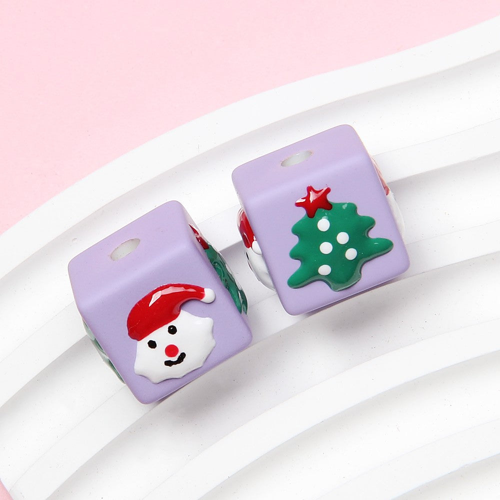 Four-sided Hand-painted Beads diy Beaded Cartoon Christmas Painted Beads DIY Phone Chain Car Hanging Beads Secondary image