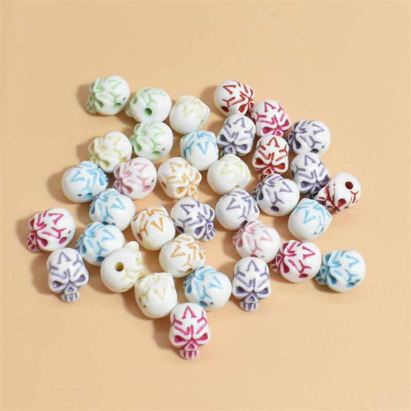 10mm Colorful Skull Beads Acrylic Beads DIY Loose bead bracelet pendant accessories Secondary image
