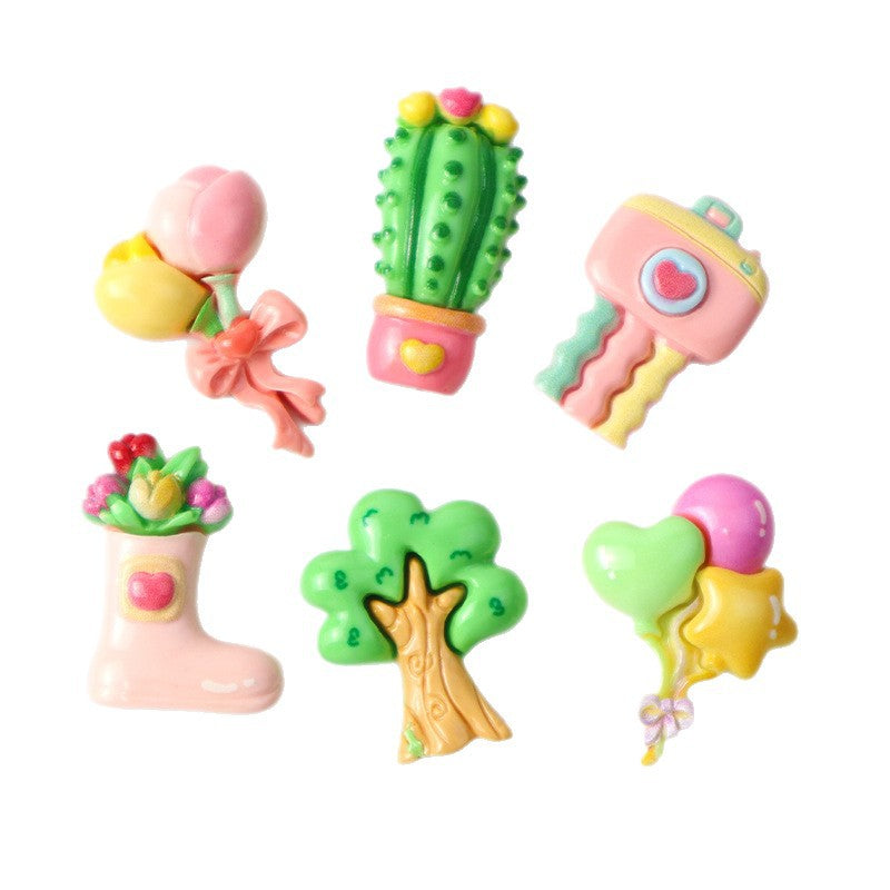 Cartoon glossy spring/summer style DIY resin accessories for handmade hair clips, phone cases, water cups, and headwear Secondary image