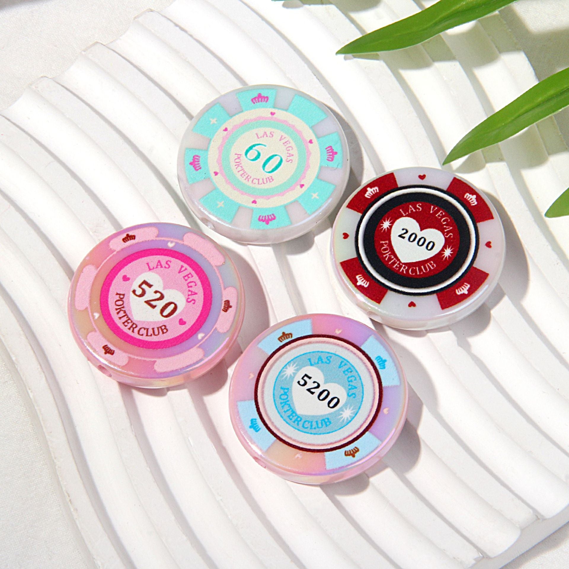 2026New Acrylic Beaded Simulated Mahjong Chips diy Mobile Phone Chain Fun Cute Keychain Beaded Secondary image