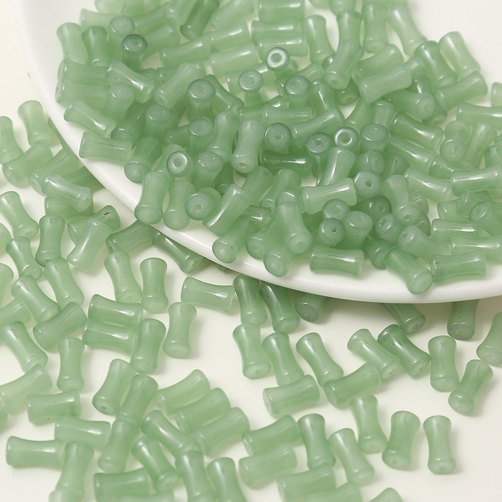 6x12mm Imitation jade glass beads DIY Handmade jewelry bracelet with bamboo tube beads and string beads Secondary image
