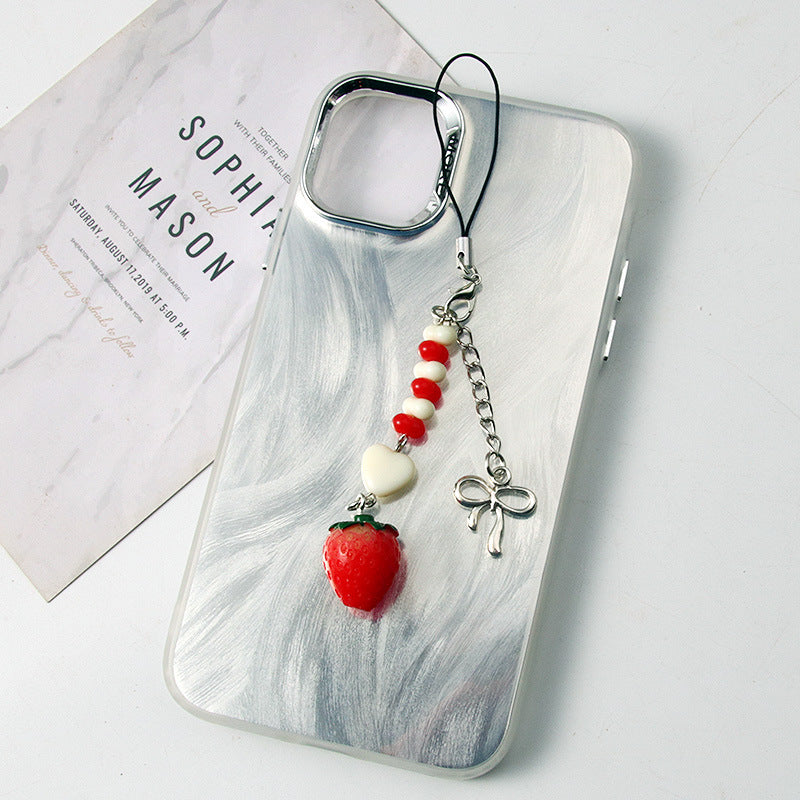 Creative simulated strawberry phone chain earphone case pendant, phone case charm, USB drive anti-loss accessory, bag pendant サブ画像