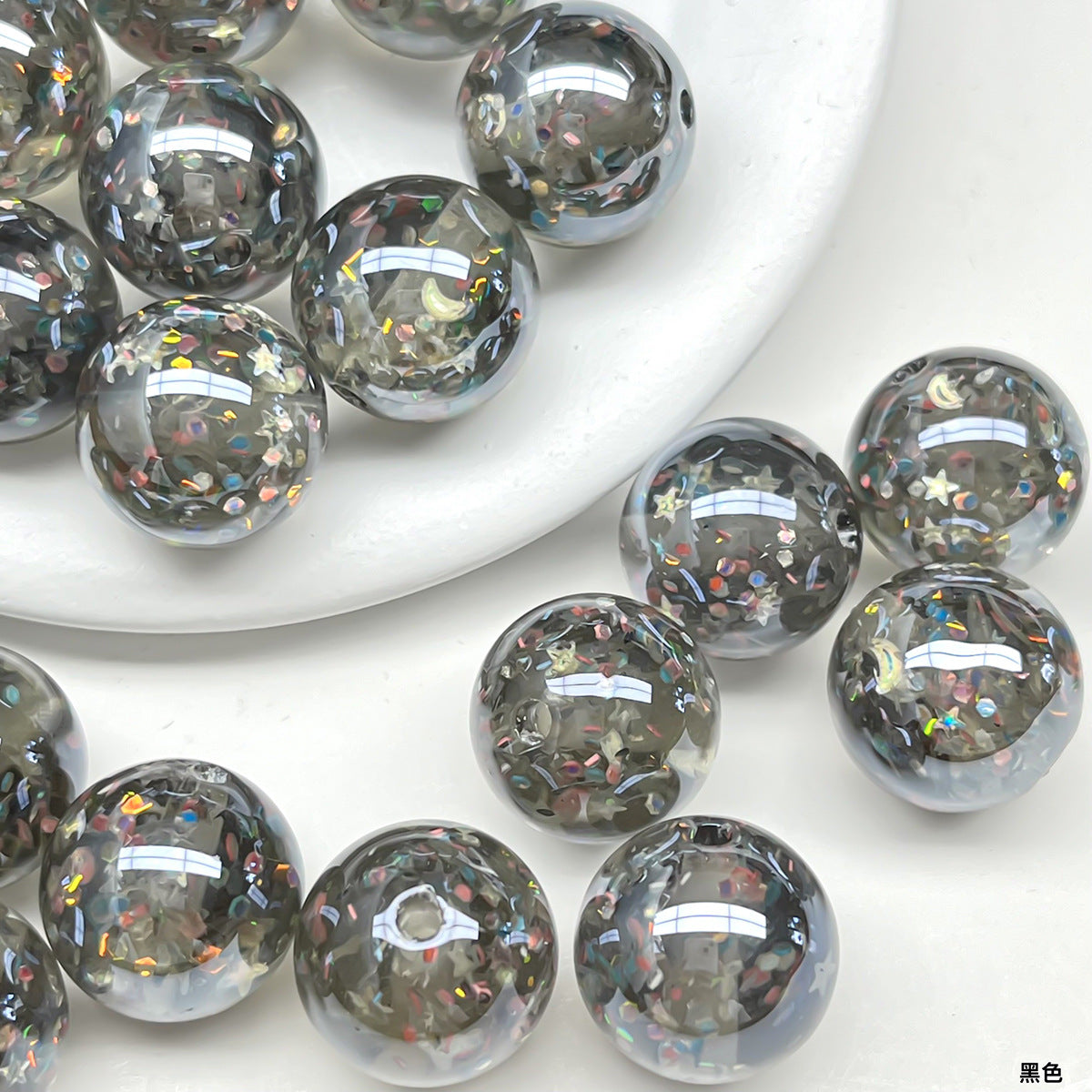 mm Meteor Fantasy Cold Moon Electroplated Resin Sequin Straight Hole Beads diy Jewelry Bracelet Accessories Secondary image