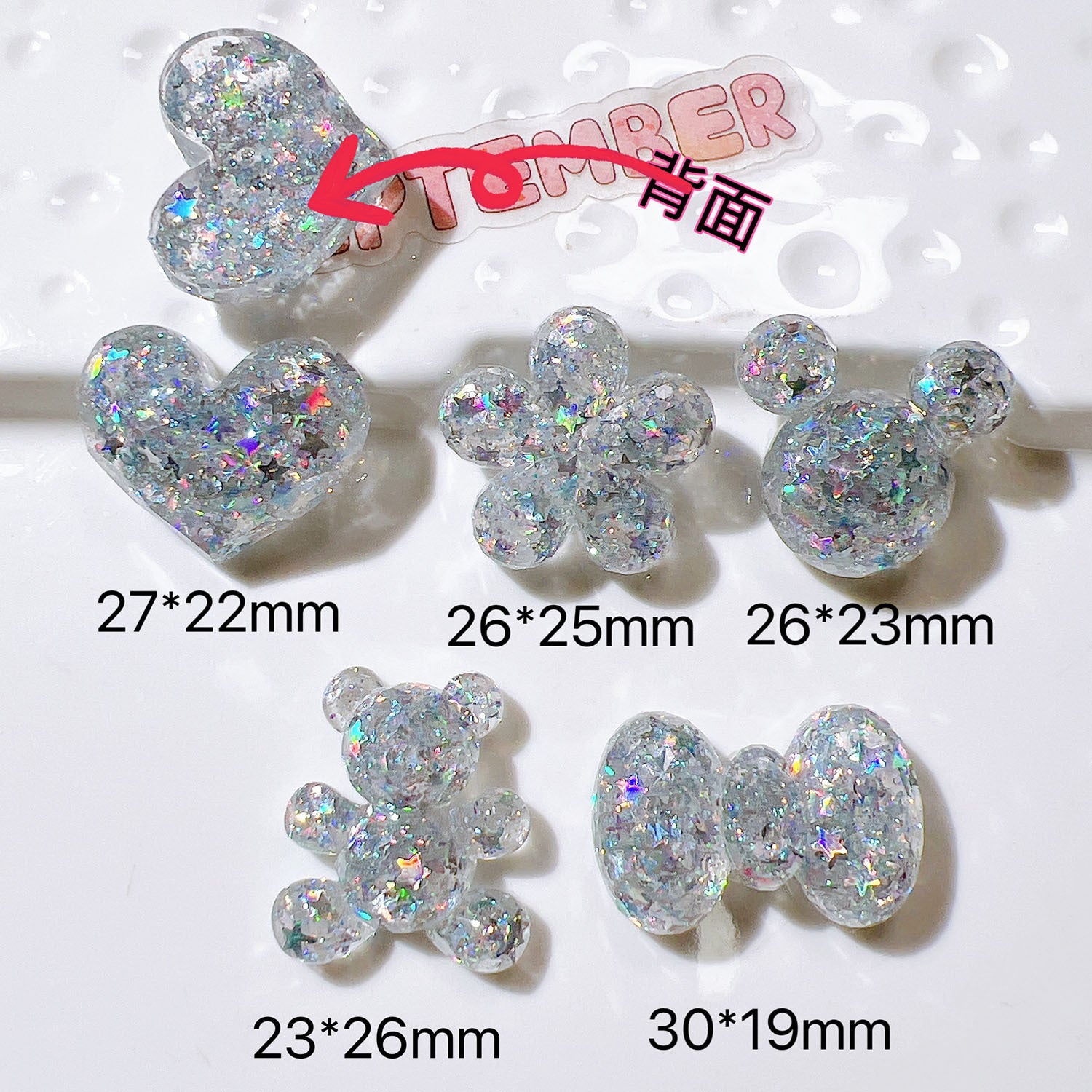 diy Accessories, shoe decorations, handmade materials, stationery, stickers, hair accessories AB Plastic pentagram sequins heart Secondary image