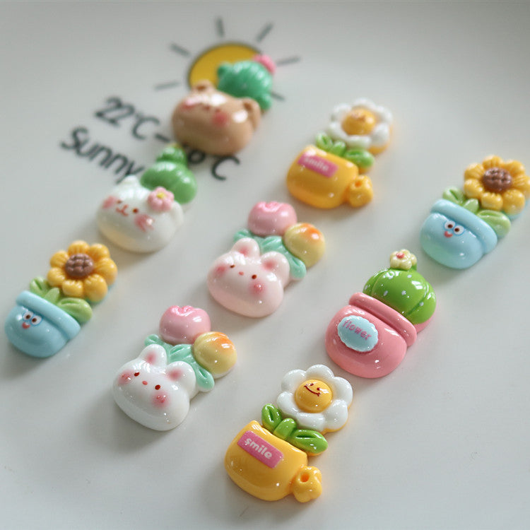 Flower Plate Cactus Sunflower Glossy DIY Cream Phone Case Car Refrigerator Keychain Accessories South 25 Secondary image