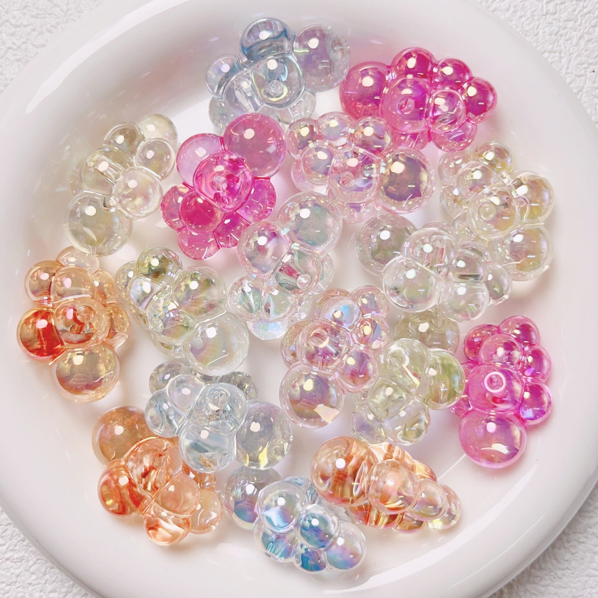 UV透明虹彩雲電気メッキ穴あきホワイトクラウドキーホルダー電話ストラップペンダントアクセサリールースビーズ サブ画像