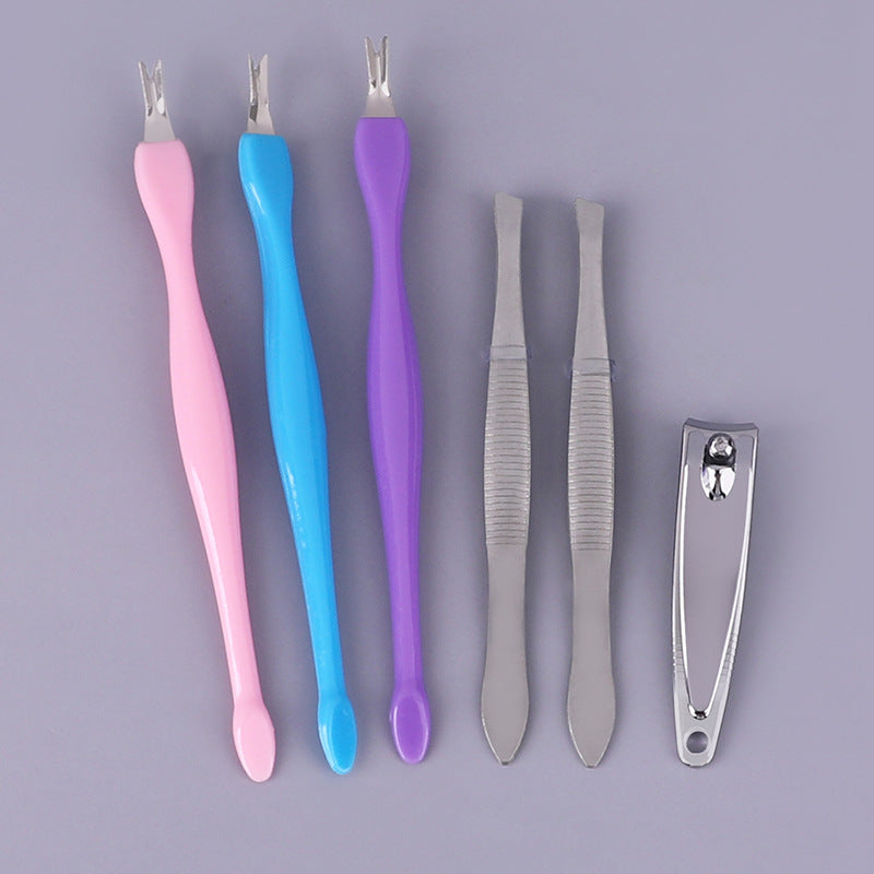 Nail scissors set, manicure and beauty nail tool set, dead skin remover, eyebrow tweezers 5-piece set Secondary image