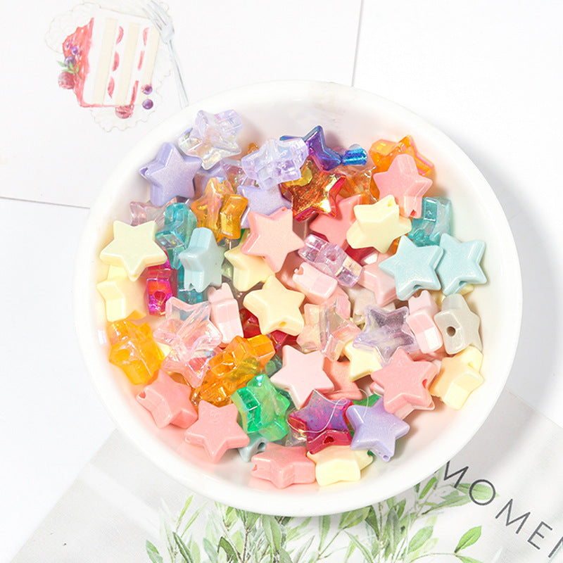 Acrylic horizontal hole10mm Five-pointed star beads Macaron-colored transparent AB Iridescent Beads DIY Handmade Beading Accessories Secondary image