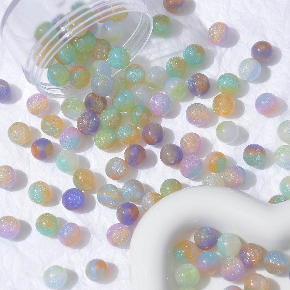 Iridescent Starry Sky Cat Eye Resin Straight Hole Beads Round Beads Loose Beads diy Bracelet Mobile Phone Chain Jewelry Accessories Secondary image