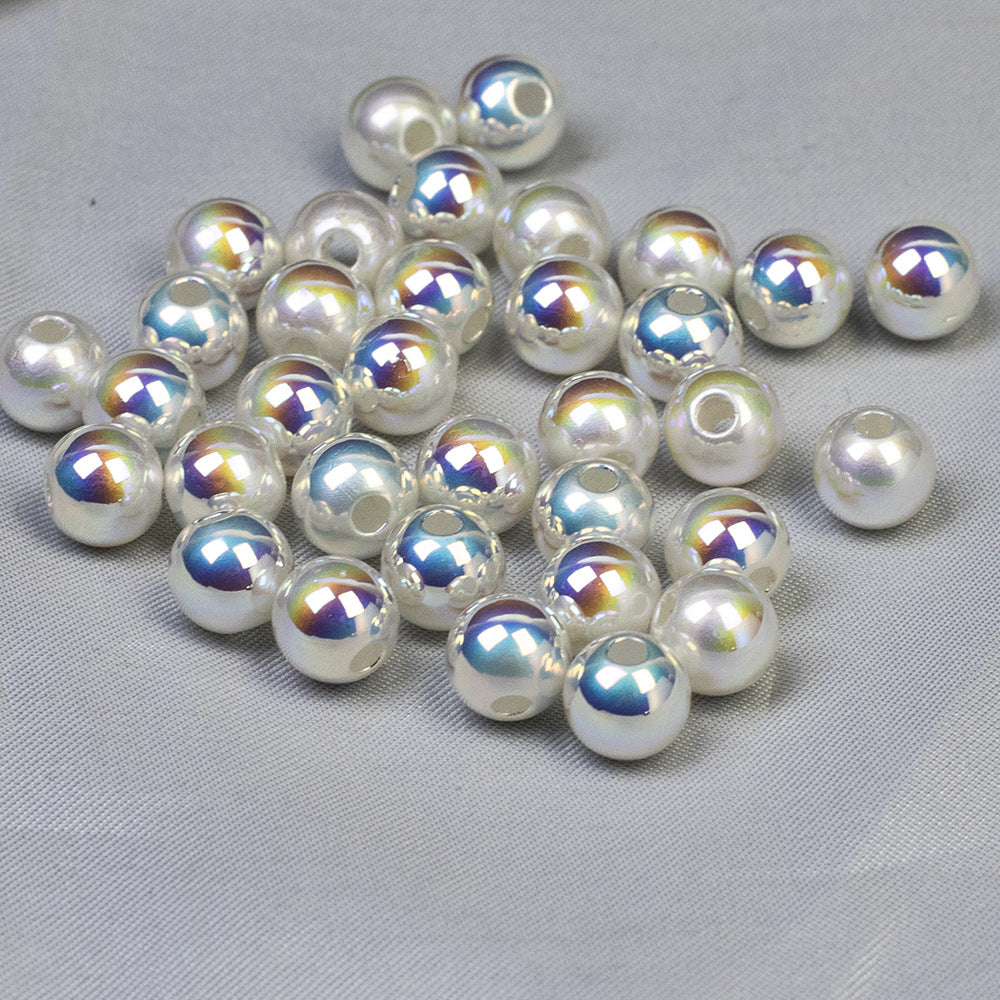 8mm Cold Moon Gem Beads ABS High-gloss electroplated iridescent pearl through-hole loose beads diy Phone chain beads Secondary image