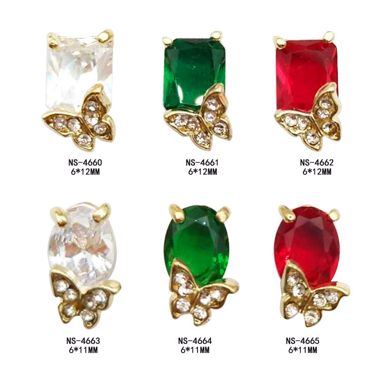 Nail art accessories: large zirconia three-dimensional butterfly alloy nail rhinestones, diamond-encrusted metal nail decorations Secondary image