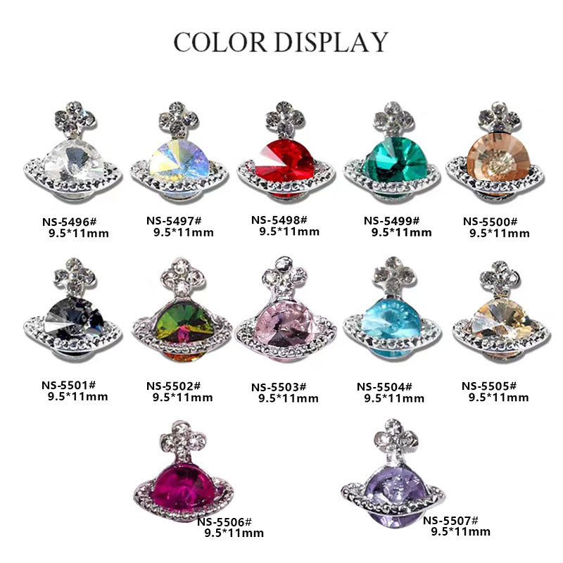 Nail art accessories: Earth planet rhinestones, shiny multi-color embedded diamond decorations, nail alloy diamonds Secondary image