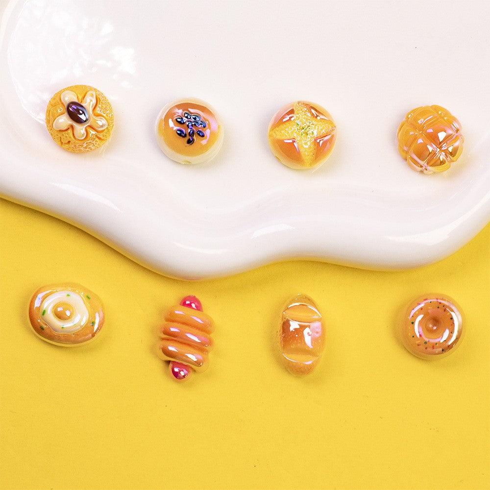 Resin cartoon food toy simulation mini bread electroplated through-hole loose beads diy Mobile phone chain accessories Secondary image
