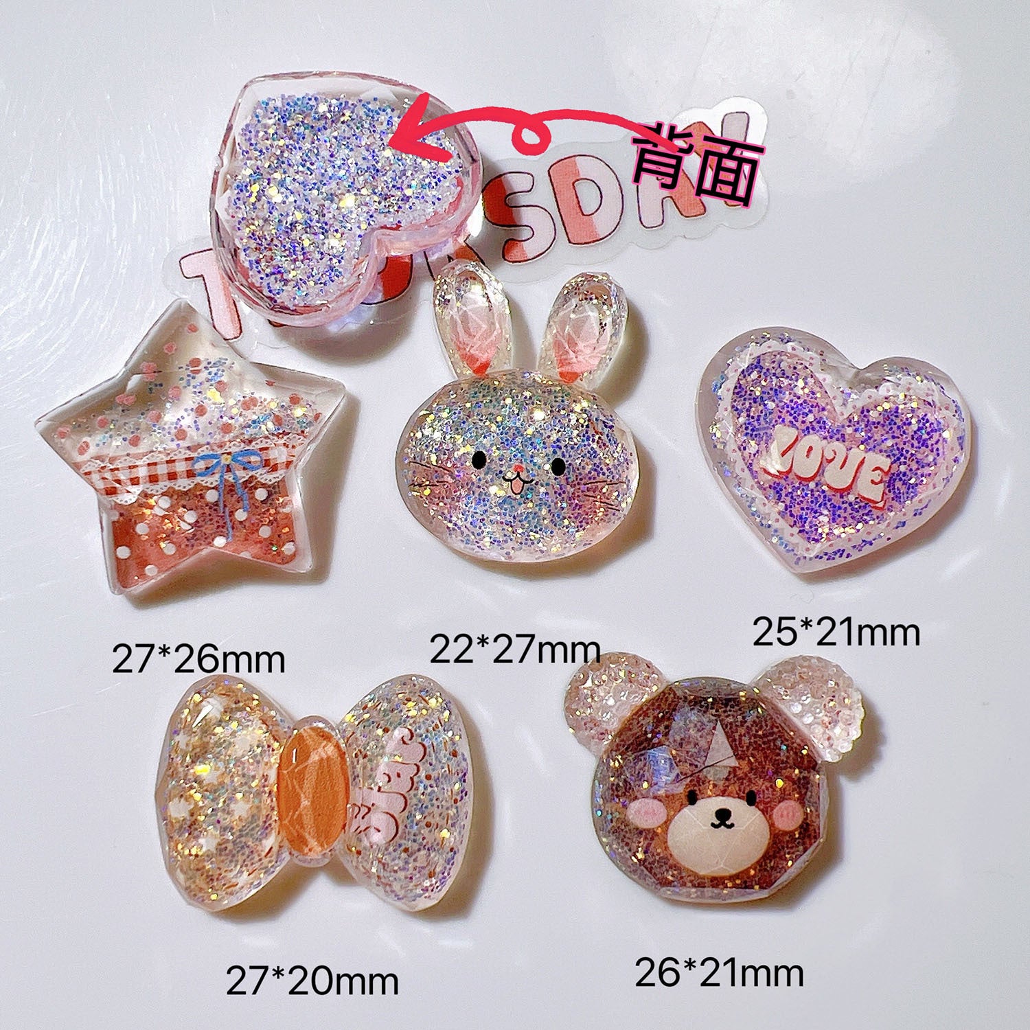 diy Handmade materials, shoe buckles, hats, children's headwear ab Glittery glittered faceted rabbit Secondary image