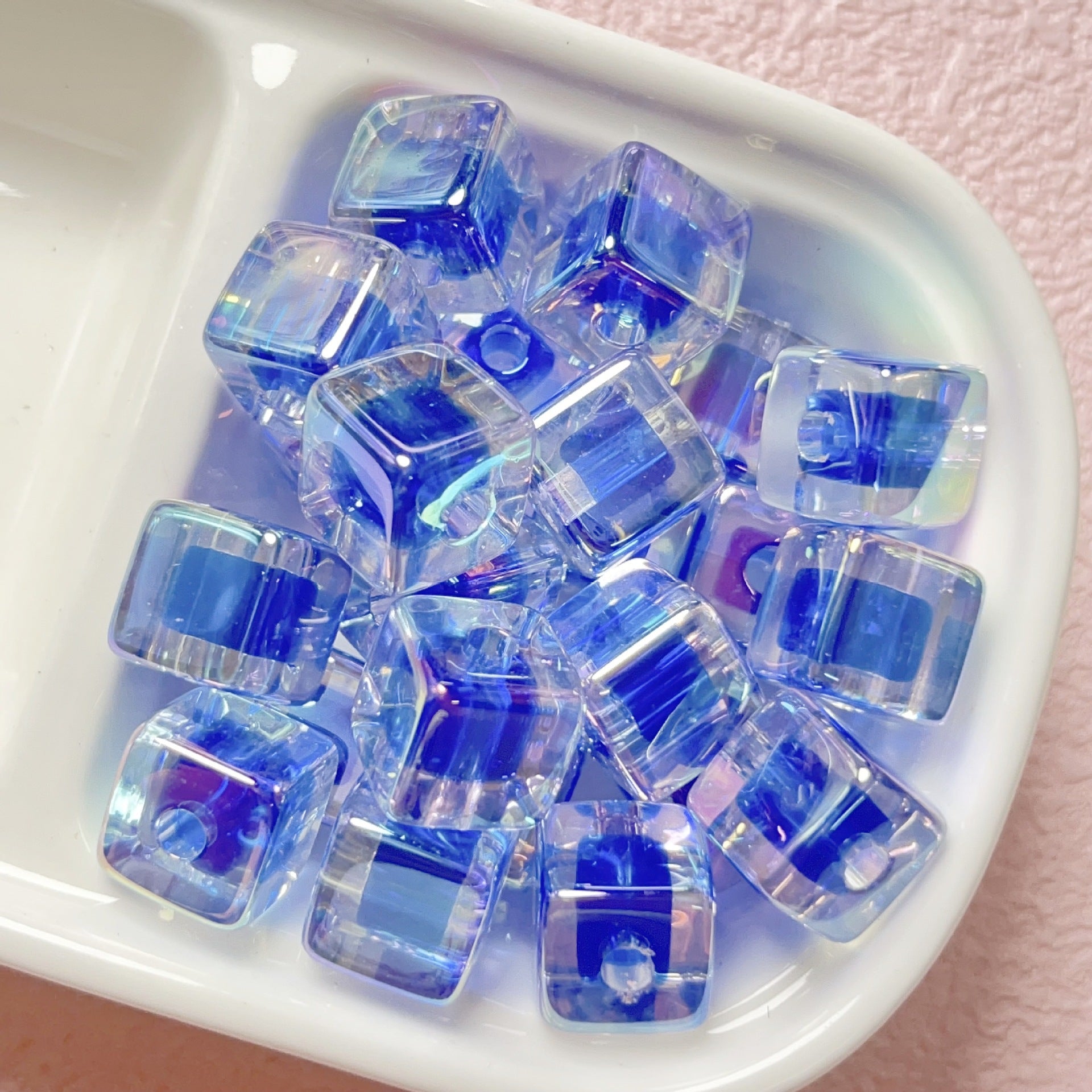 14mmuv Color-coated candy heart square beads with large holes for stringing diy Mobile phone chain keyhole material accessory Secondary image