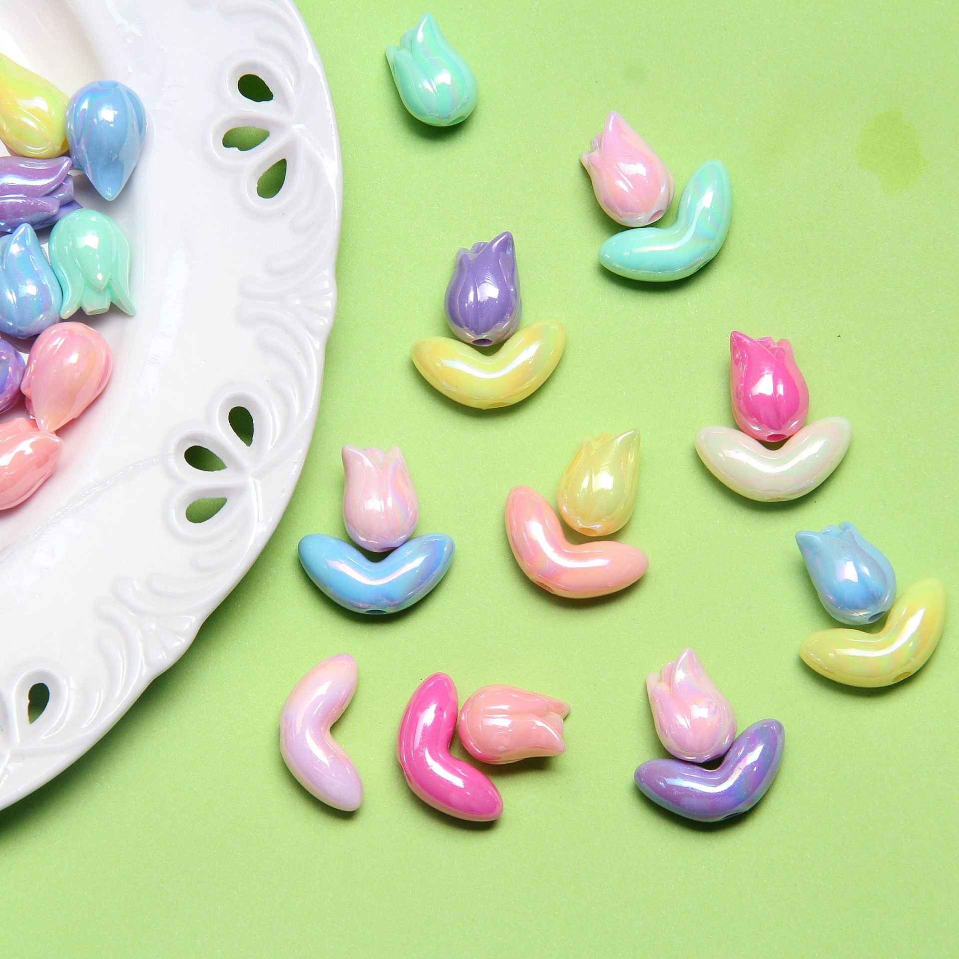 Phone Chain Beads Mixed Style Beads Handmade Loose Beads Heart Beads Bulk diy Color-plated Jelly Bracelet Beads Secondary image