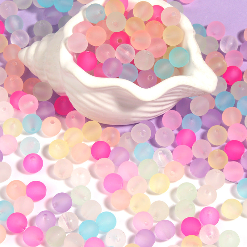 Acrylic colored transparent frosted straight-hole round beads rubber beads string beads diy Handmade bracelet pendant jewelry Secondary image