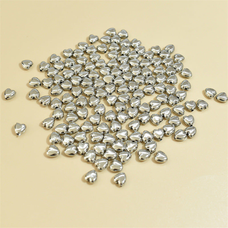 7mm Small heart-shaped electroplated silver water-plated gold beads acrylic string beads DIY Loose bead bracelet, phone chain, pendant Secondary image