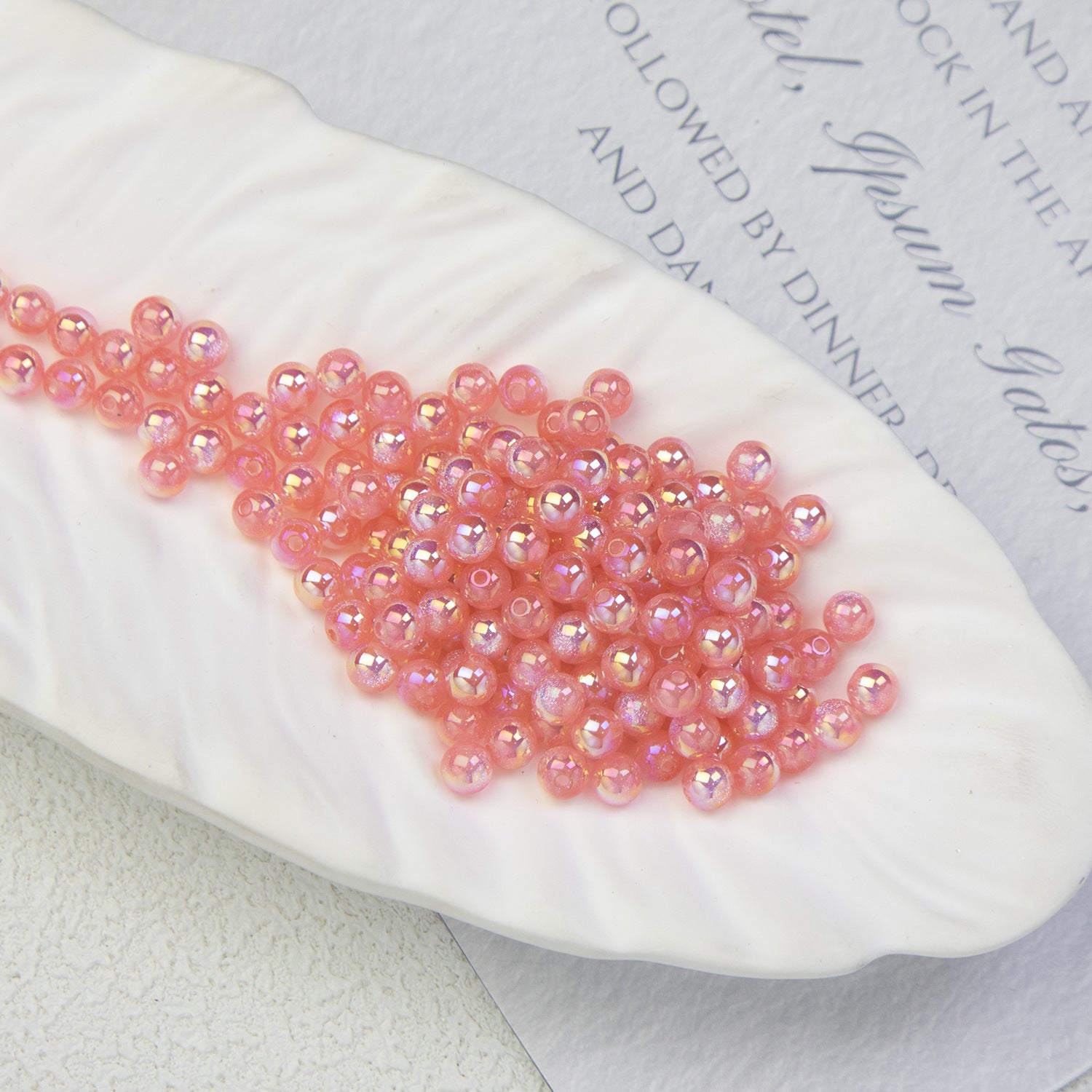 6mm Gilding2#Beads with straight holes, small resin beads, loose beads, string beads diy Mobile phone chain accessories Secondary image