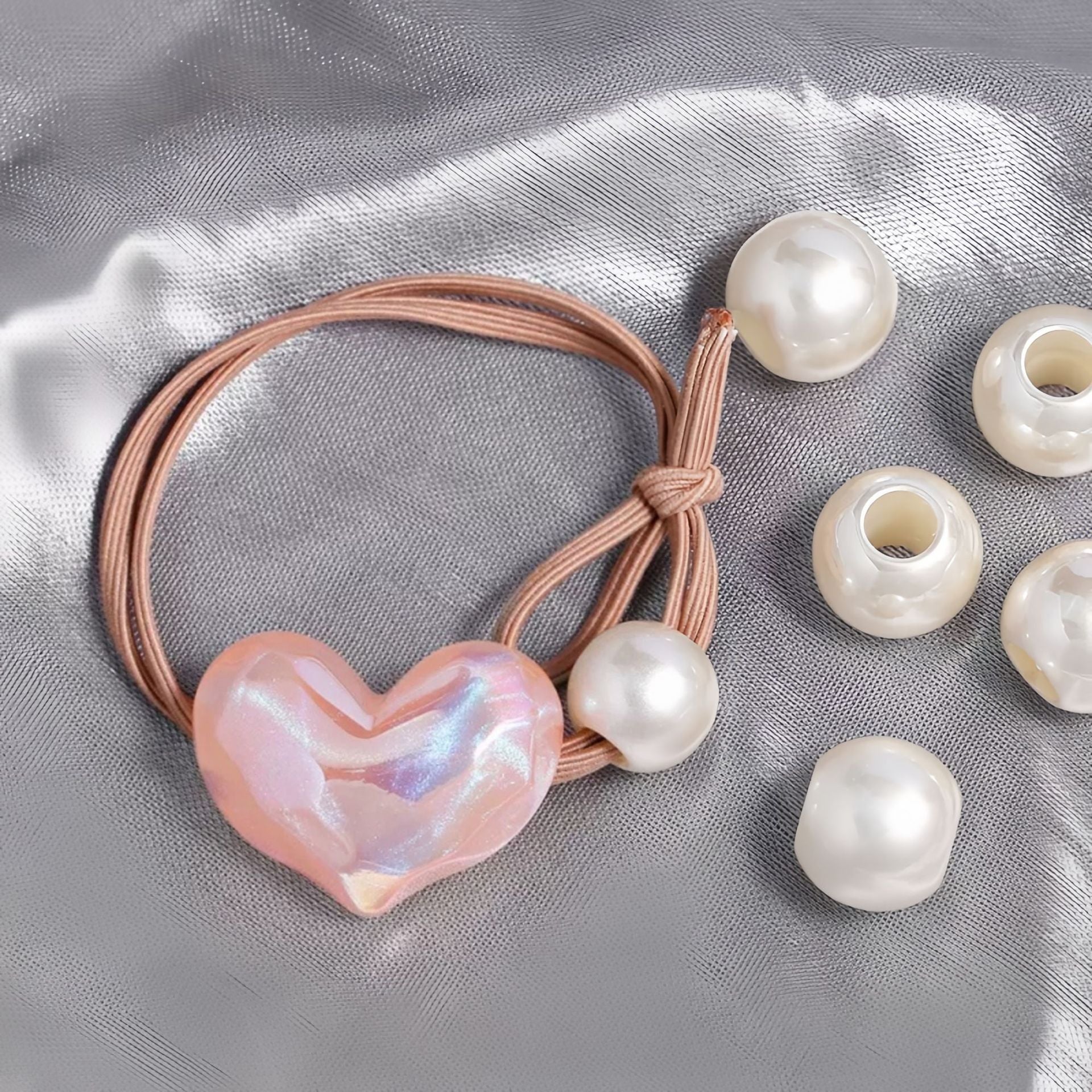 UVメッキカラーABSイミテーションパールラージホールルースビーズ（紐通し用ストレートホール付き）携帯電話チェーンバッグペンダントアクセサリー サブ画像