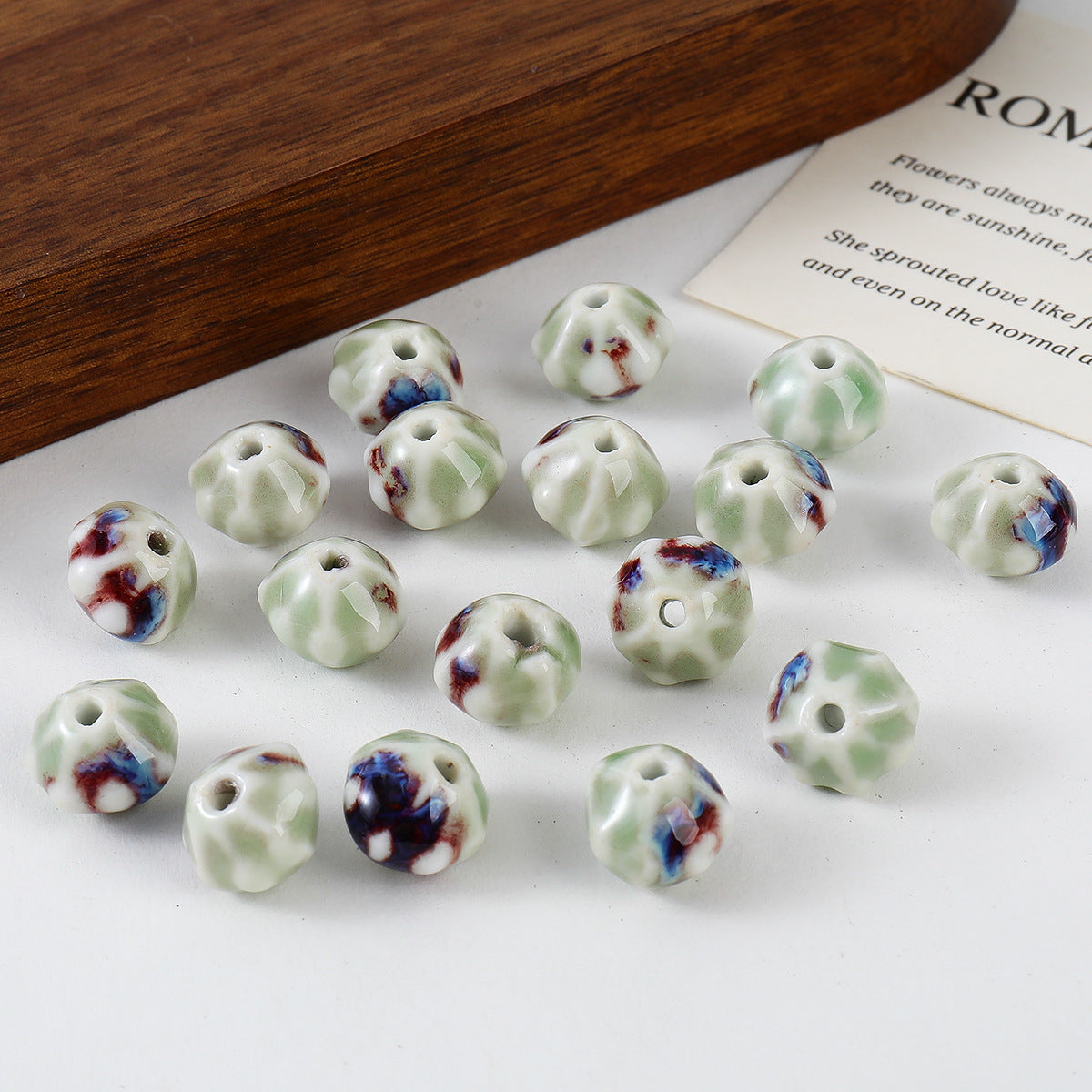 Vintage Ceramic Pumpkin Striped Beads Colorful Enamel Vertical Stripe Round Beads diy Handmade jewelry accessories loose beads Secondary image