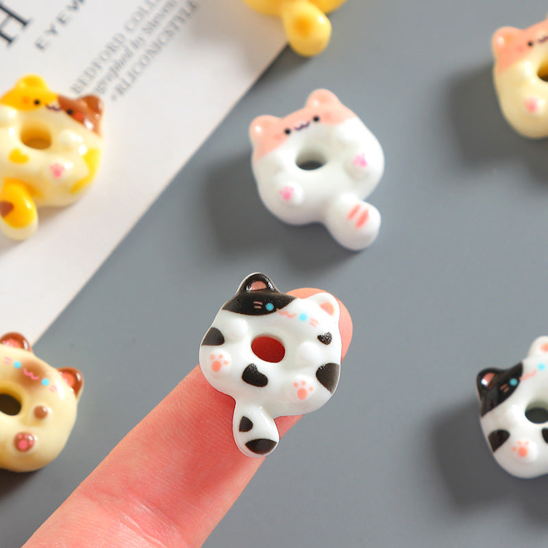 Cartoon Cute Kitten Donut Cream Glue DIY Phone Case Hairpin Fridge Magnet Handmade Resin Jewelry Accessories Secondary image
