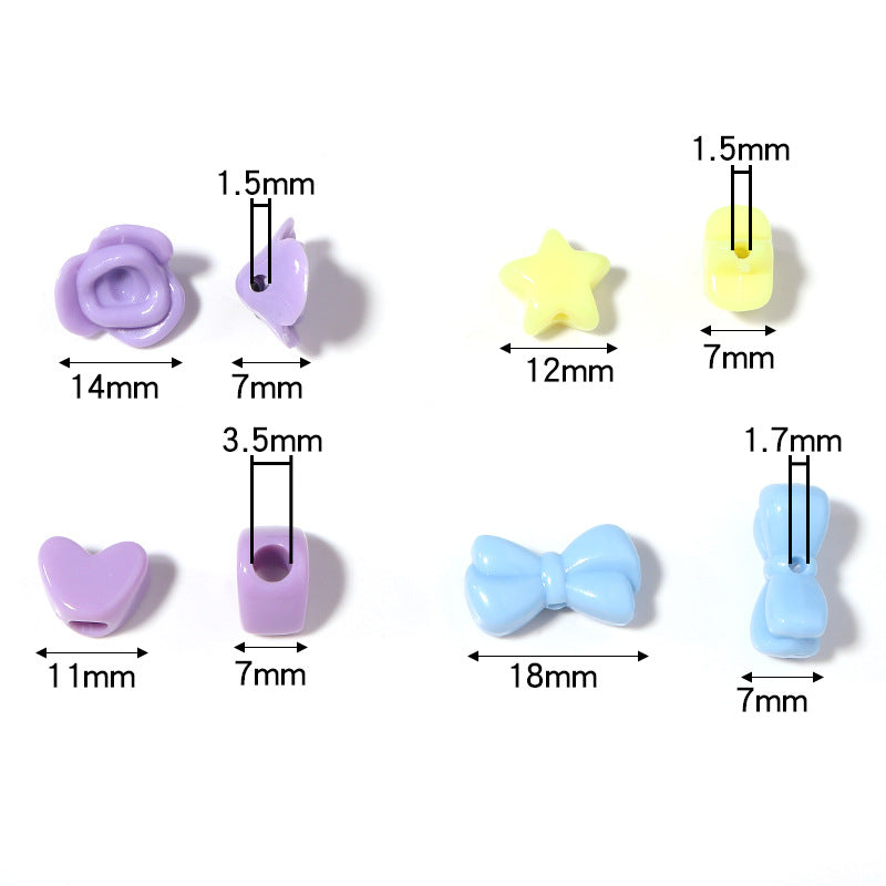 Acrylic colorful bow-shaped large-hole heart candy loose beads for stringing diy Children's beaded bracelet accessories Secondary image