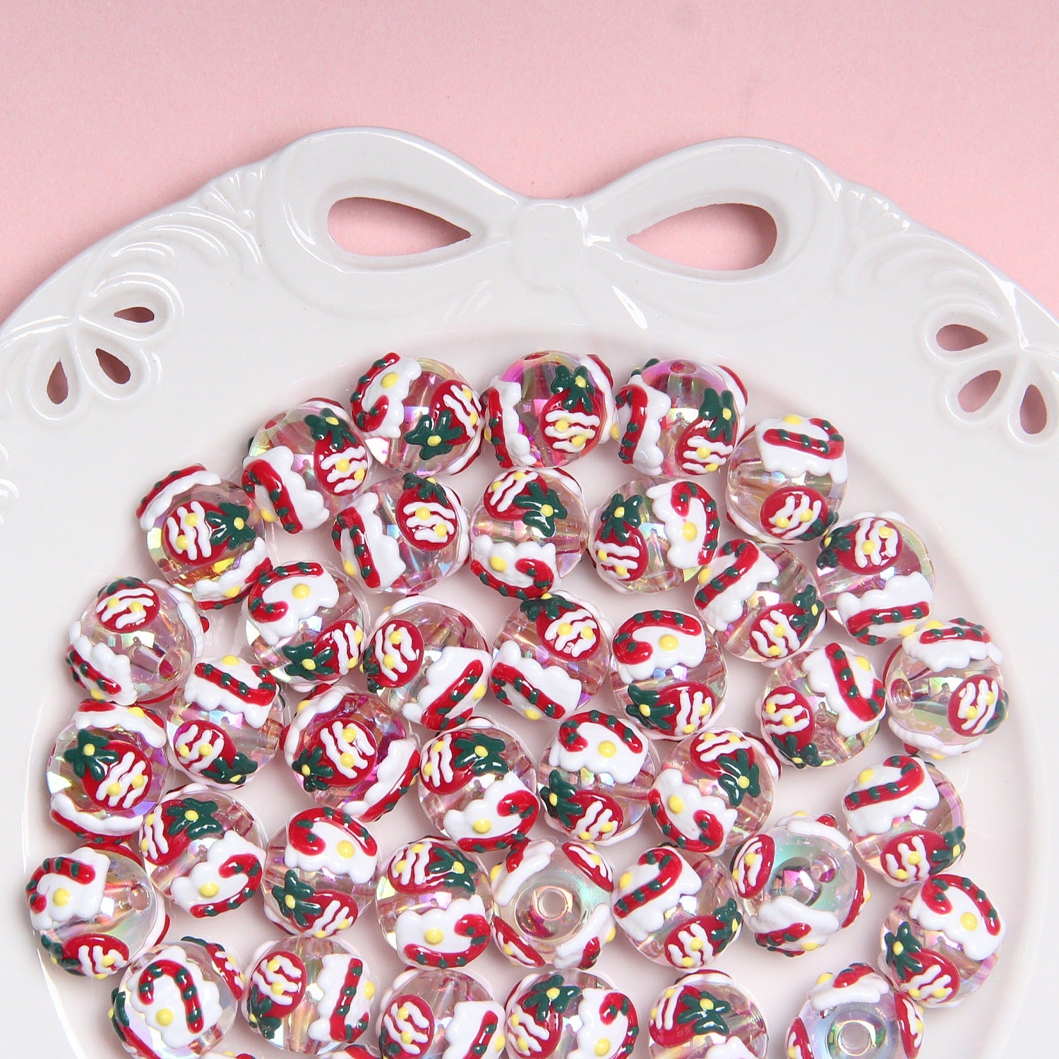 Creative Christmas Style Beaded Handmade Loose Beads Phone Chain Beads Mixed Beads Christmas Small Accessories Hand-painted Beads Secondary image