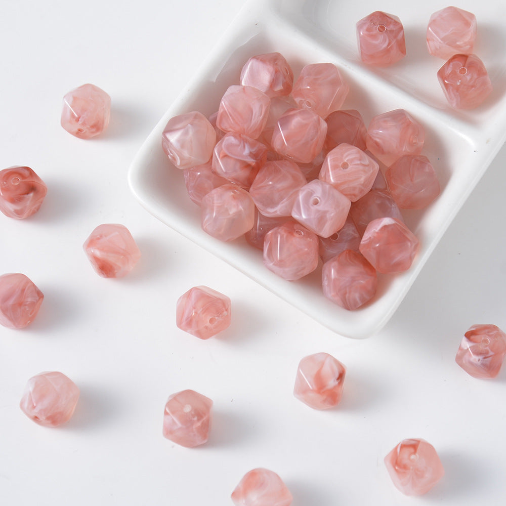 Fresh resin with irregular heart-shaped floral patterns in pink, loose beads diy Bracelet and necklace handmade materials Secondary image