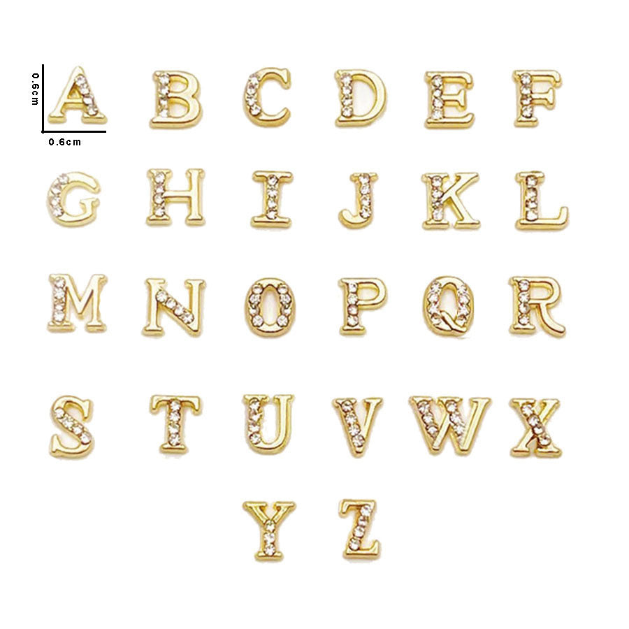 26English letter alloy nail art accessories with diamonds, super shiny metal nail decorations, nail stickers Secondary image