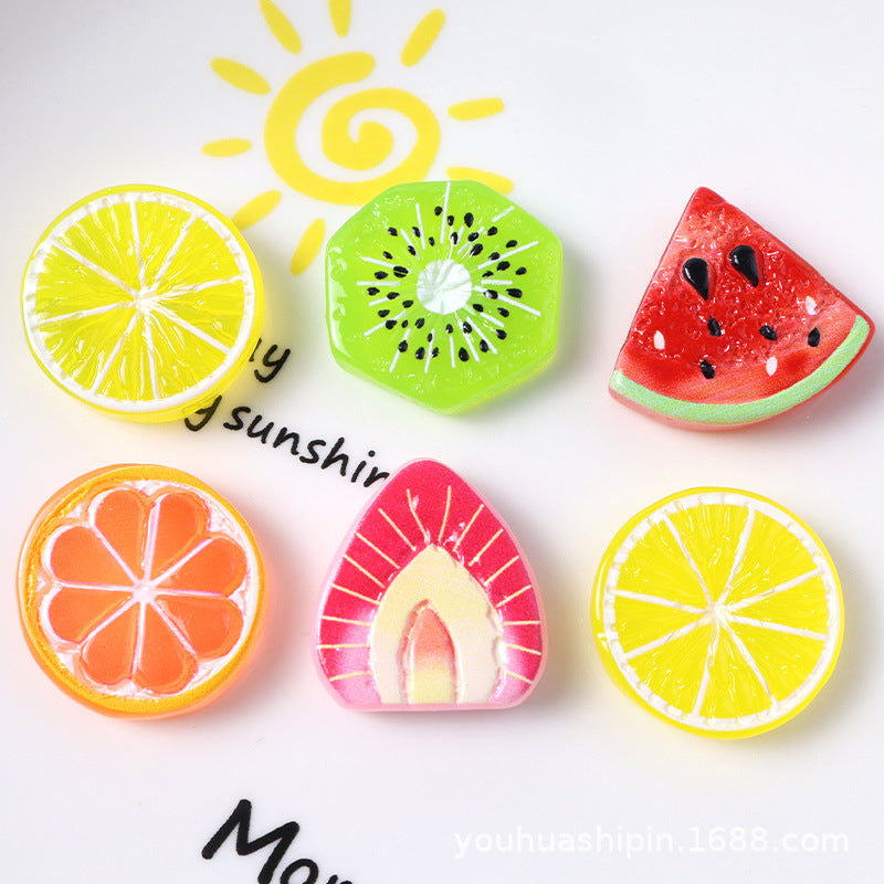 スイカとキウイフルーツのスライスを使ったレジンDIYアクセサリー（ヘアクリップ、キーホルダー、靴の飾りなど） サブ画像