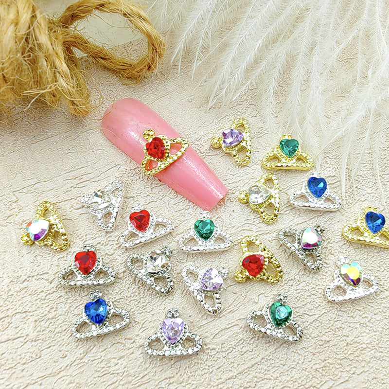 Crown heart-shaped nail art accessories, heart-shaped rhinestones, three-dimensional alloy nail decorations Secondary image