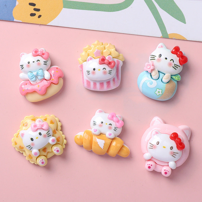 Cartoon Glossy Dessert Kitten DIY Resin Accessories Handmade Hair Clips Phone Case Water Cup Hair Ornaments Secondary image