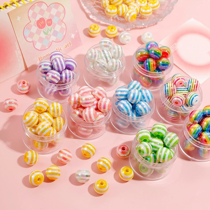 12mm Cute multicolored rainbow resin striped lollipop beads diy Mobile phone chain, bracelet, necklace materials and accessories Secondary image