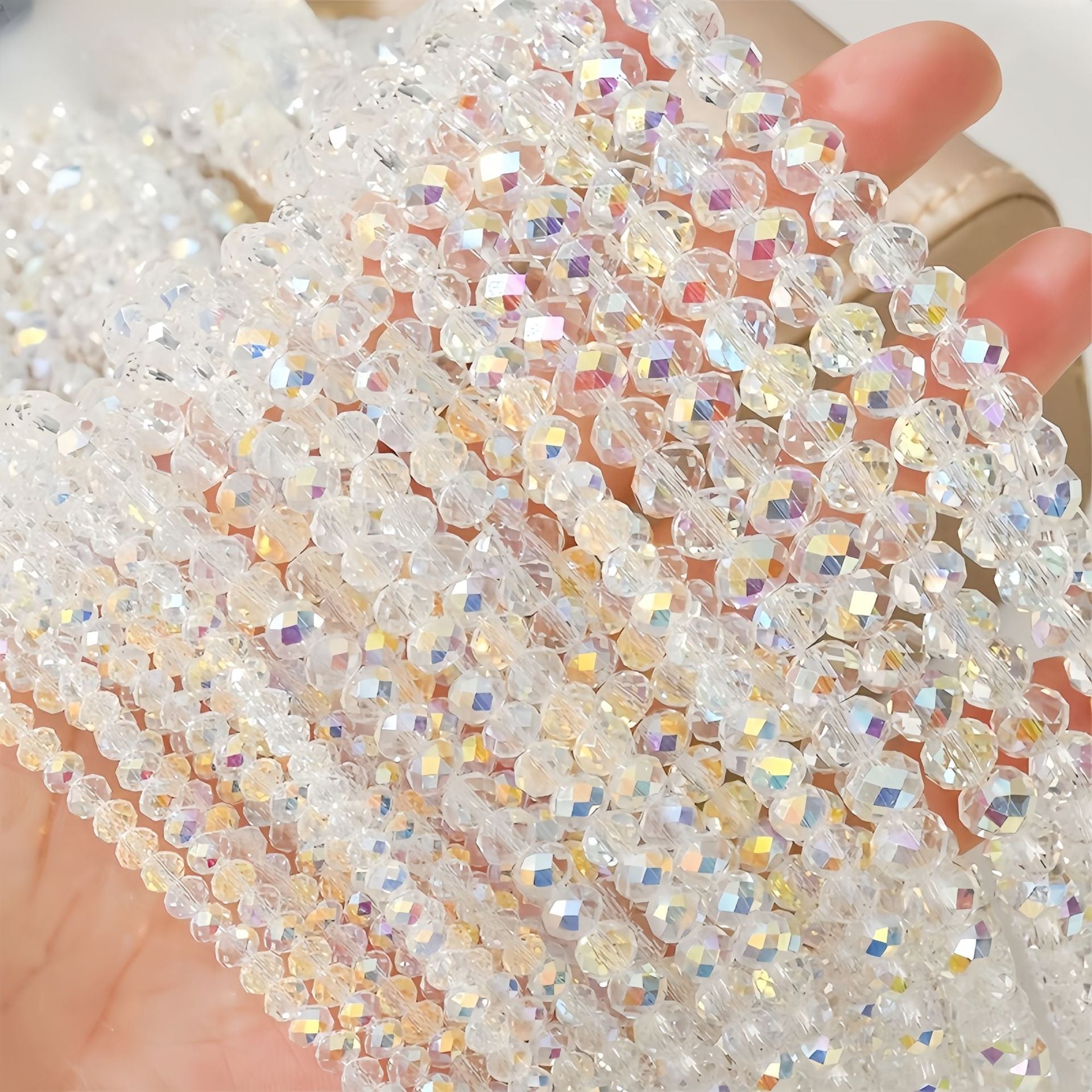 4-8mm Glass Crystal Faceted Loose Beads Flat Beads Handmade diy Bracelets, bangles, and jewelry accessories direct sales Secondary image