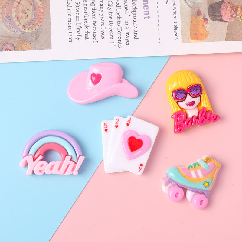 Cartoon glossy holiday Barbie DIY resin accessories for making hair clips, phone cases, water cups, and headwear Secondary image