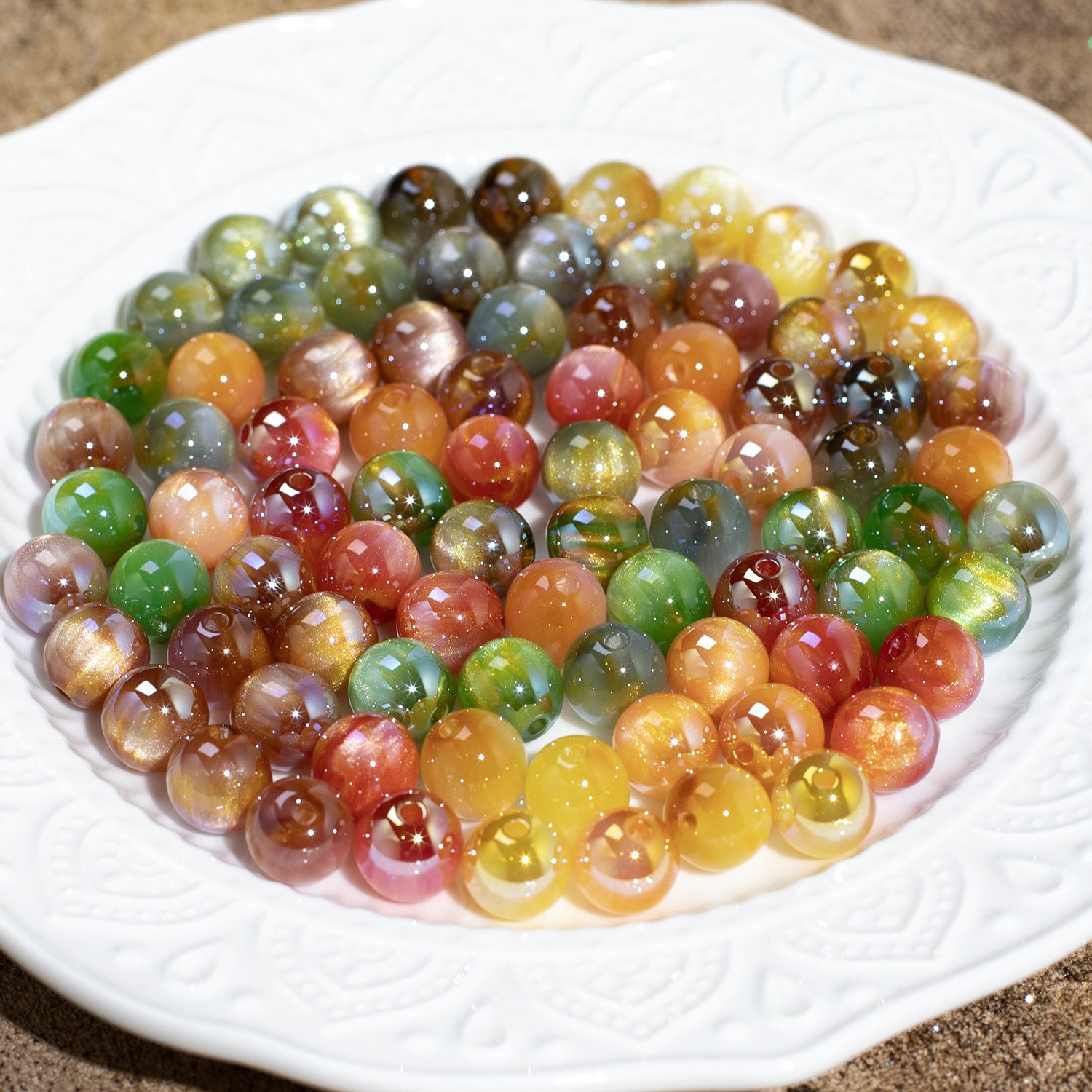 Cold Moon Shining Gold-Plated High-Gloss Electroplated Through-Hole Resin Beads Loose Beads diy Mobile phone beaded accessories Secondary image