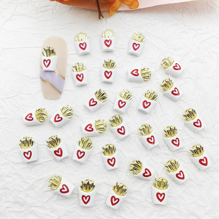 Alloy nail art accessories M French fries spray-painted oil-dripping nail rhinestones phone case DIY cartoon nail decoration accessories Secondary image