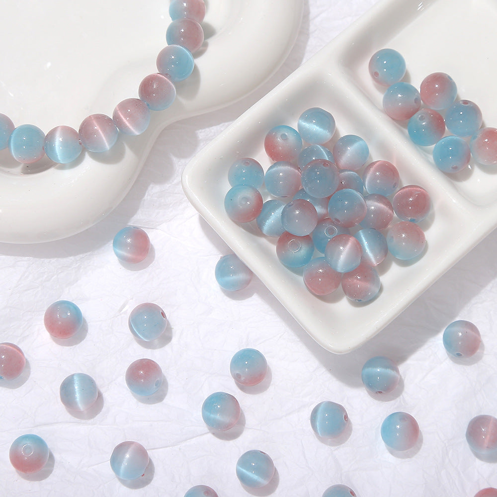 Gradient two-tone cat's eye stone imitation jade loose beads Handmade diy Bracelet, beaded necklace, bead accessories, materials Secondary image